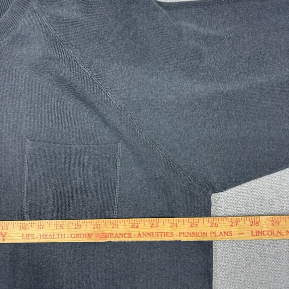 Eddie Bauer Heavy Weight Crewneck Sweater Pullover Mens XL Navy Pocket - Picture 3 of 5